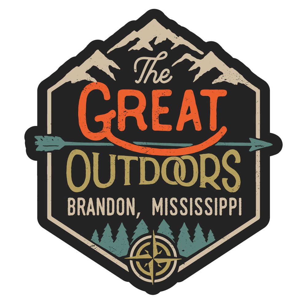 Brandon Mississippi Souvenir Decorative Stickers (Choose Theme And Size) - Single Unit, 12-Inch, Great Outdoors
