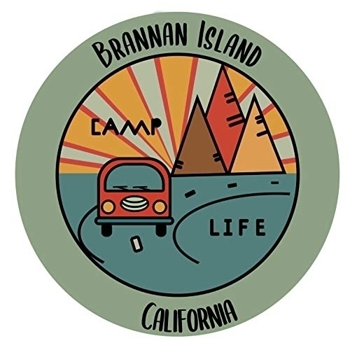 Brannan Island California Souvenir Decorative Stickers (Choose Theme And Size) - Single Unit, 2-Inch, Tent