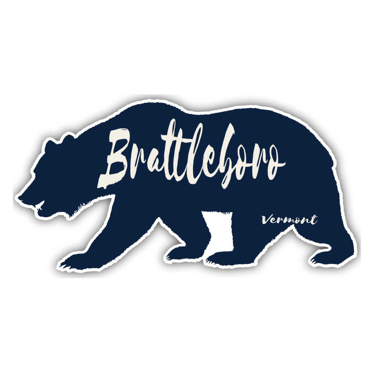 Brattleboro Vermont Souvenir Decorative Stickers (Choose Theme And Size) - 4-Pack, 10-Inch, Bear