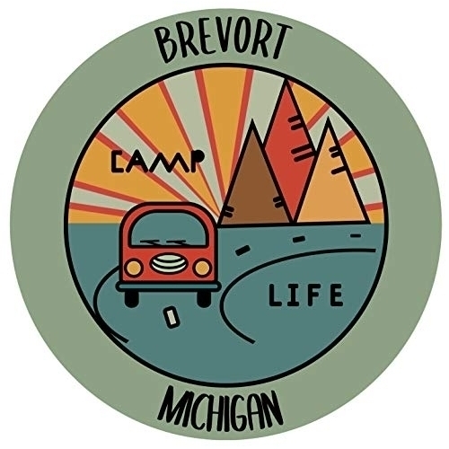 Brevort Michigan Souvenir Decorative Stickers (Choose Theme And Size) - 4-Pack, 2-Inch, Camp Life