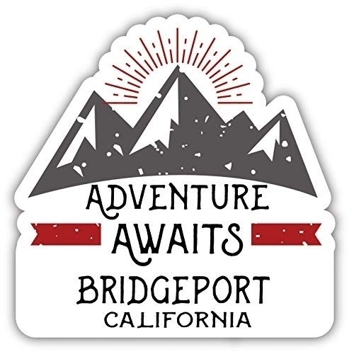 Bridgeport California Souvenir Decorative Stickers (Choose Theme And Size) - 4-Pack, 8-Inch, Adventures Awaits