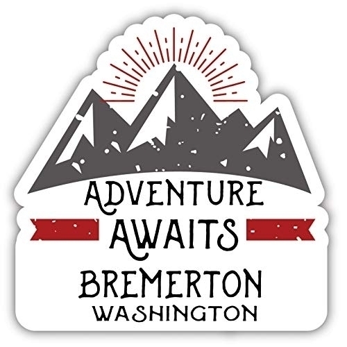 Bremerton Washington Souvenir Decorative Stickers (Choose Theme And Size) - Single Unit, 12-Inch, Adventures Awaits