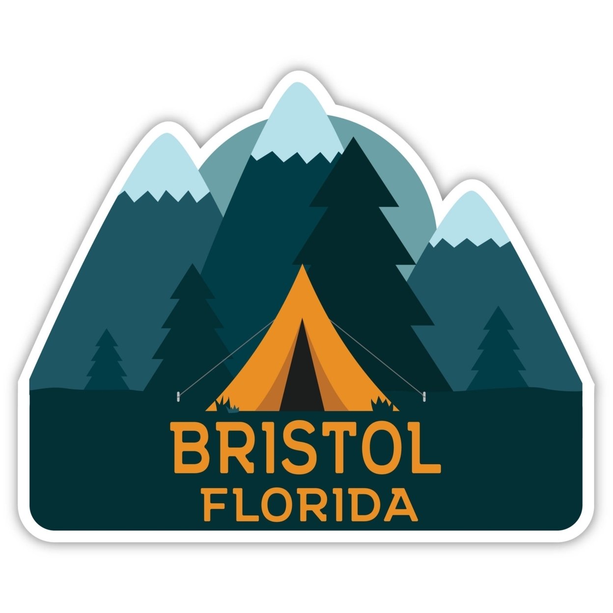Bristol Florida Souvenir Decorative Stickers (Choose Theme And Size) - 4-Pack, 12-Inch, Tent