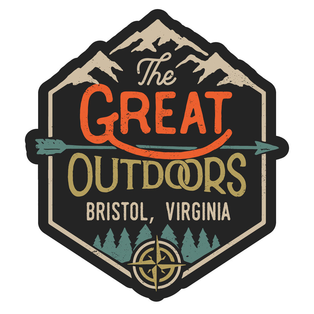 Bristol Virginia Souvenir Decorative Stickers (Choose Theme And Size) - 4-Pack, 4-Inch, Tent