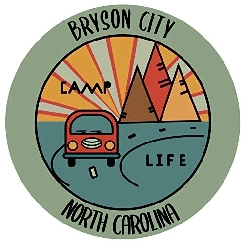Bryson City North Carolina Souvenir Decorative Stickers (Choose Theme And Size) - 4-Pack, 2-Inch, Great Outdoors