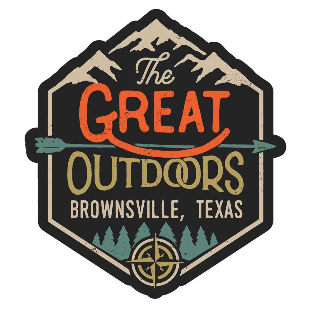 Brownsville Texas Souvenir Decorative Stickers (Choose Theme And Size) - 4-Pack, 6-Inch, Great Outdoors