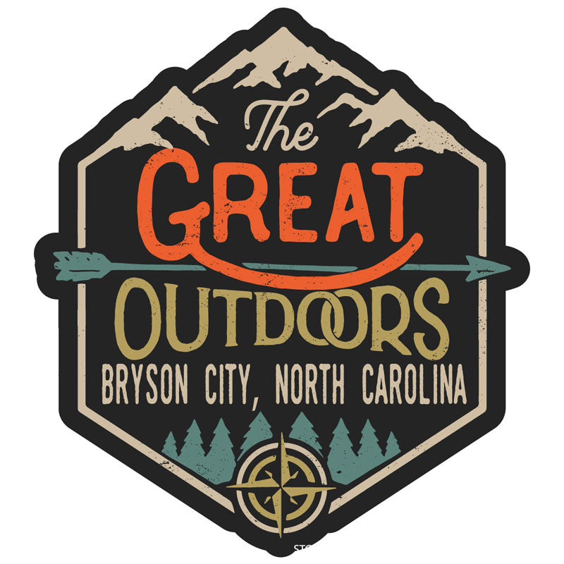 Bryson City North Carolina Souvenir Decorative Stickers (Choose Theme And Size) - 4-Pack, 6-Inch, Great Outdoors