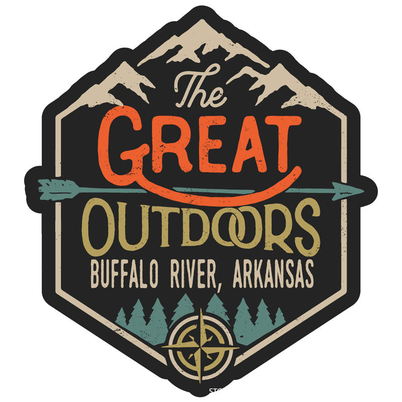 Buffalo River Arkansas Souvenir Decorative Stickers (Choose Theme And Size) - 4-Pack, 4-Inch, Great Outdoors