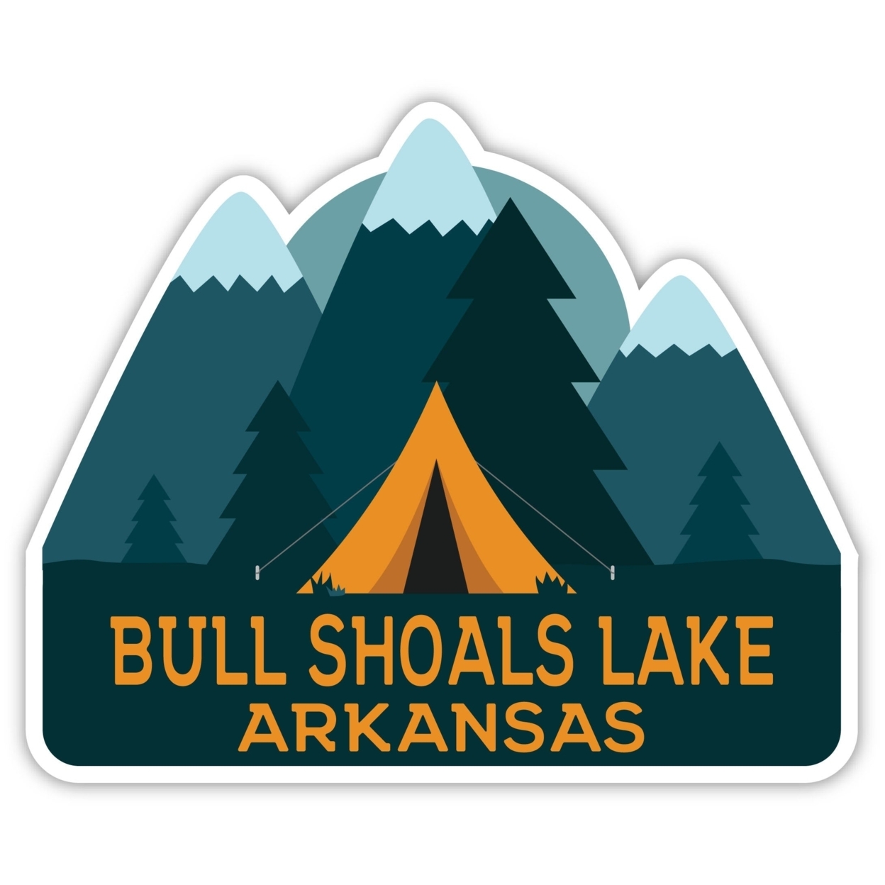 Bull Shoals Lake Arkansas Souvenir Decorative Stickers (Choose Theme And Size) - Single Unit, 4-Inch, Tent