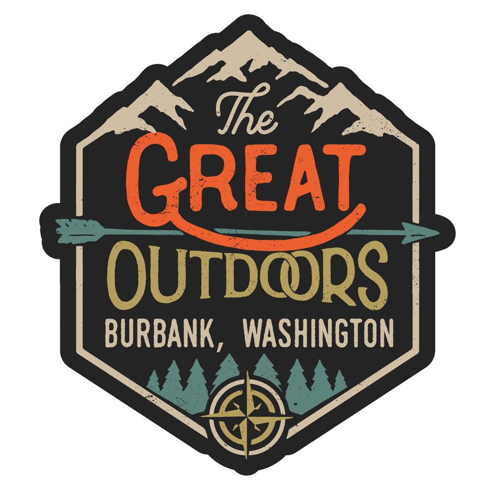 Burbank Washington Souvenir Decorative Stickers (Choose Theme And Size) - 4-Pack, 4-Inch, Great Outdoors