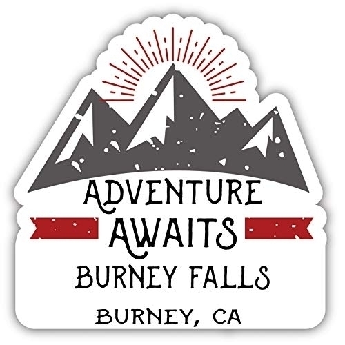 Burney Falls Burney California Souvenir Decorative Stickers (Choose Theme And Size) - 4-Pack, 8-Inch, Adventures Awaits