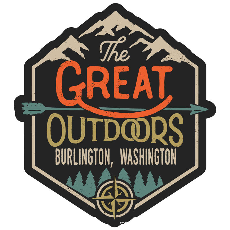 Burlington Washington Souvenir Decorative Stickers (Choose Theme And Size) - Single Unit, 4-Inch, Great Outdoors