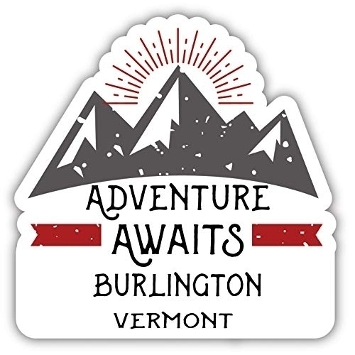 Burlington Vermont Souvenir Decorative Stickers (Choose Theme And Size) - 4-Pack, 2-Inch, Adventures Awaits