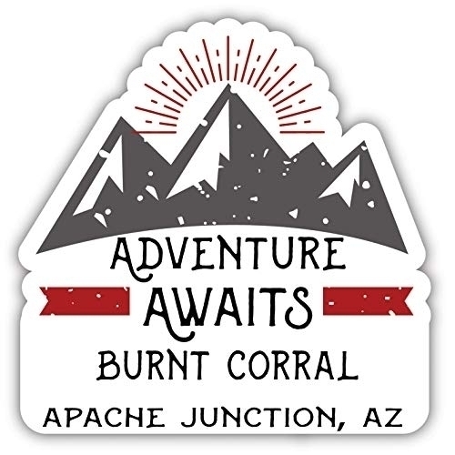 Burnt Corral Apache Junction Arizona Souvenir Decorative Stickers (Choose Theme And Size) - 4-Pack, 4-Inch, Adventures Awaits