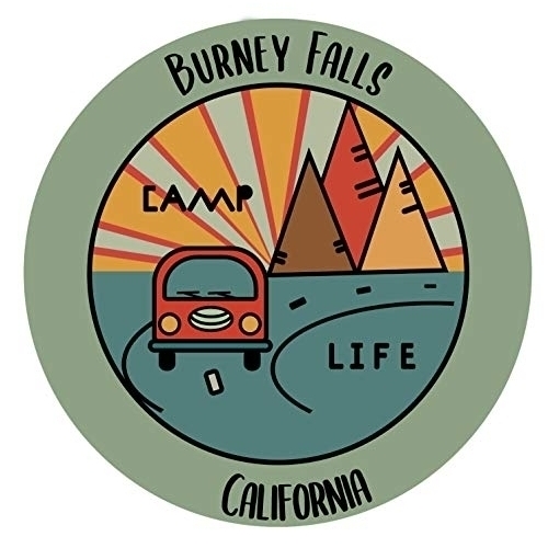 Burney Falls California Souvenir Decorative Stickers (Choose Theme And Size) - 4-Pack, 12-Inch, Camp Life