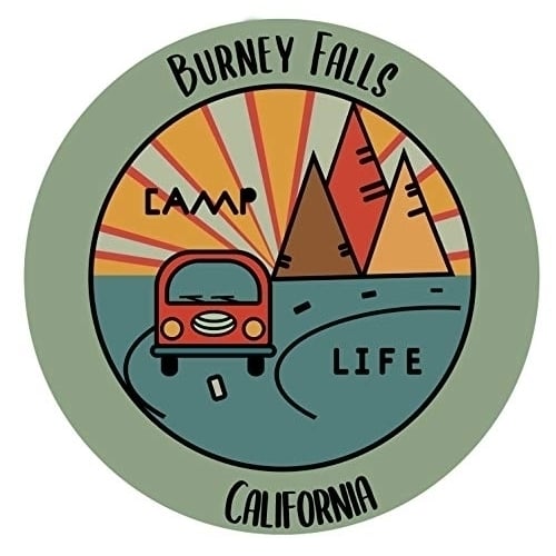 Burney Falls California Souvenir Decorative Stickers (Choose Theme And Size) - Single Unit, 4-Inch, Tent