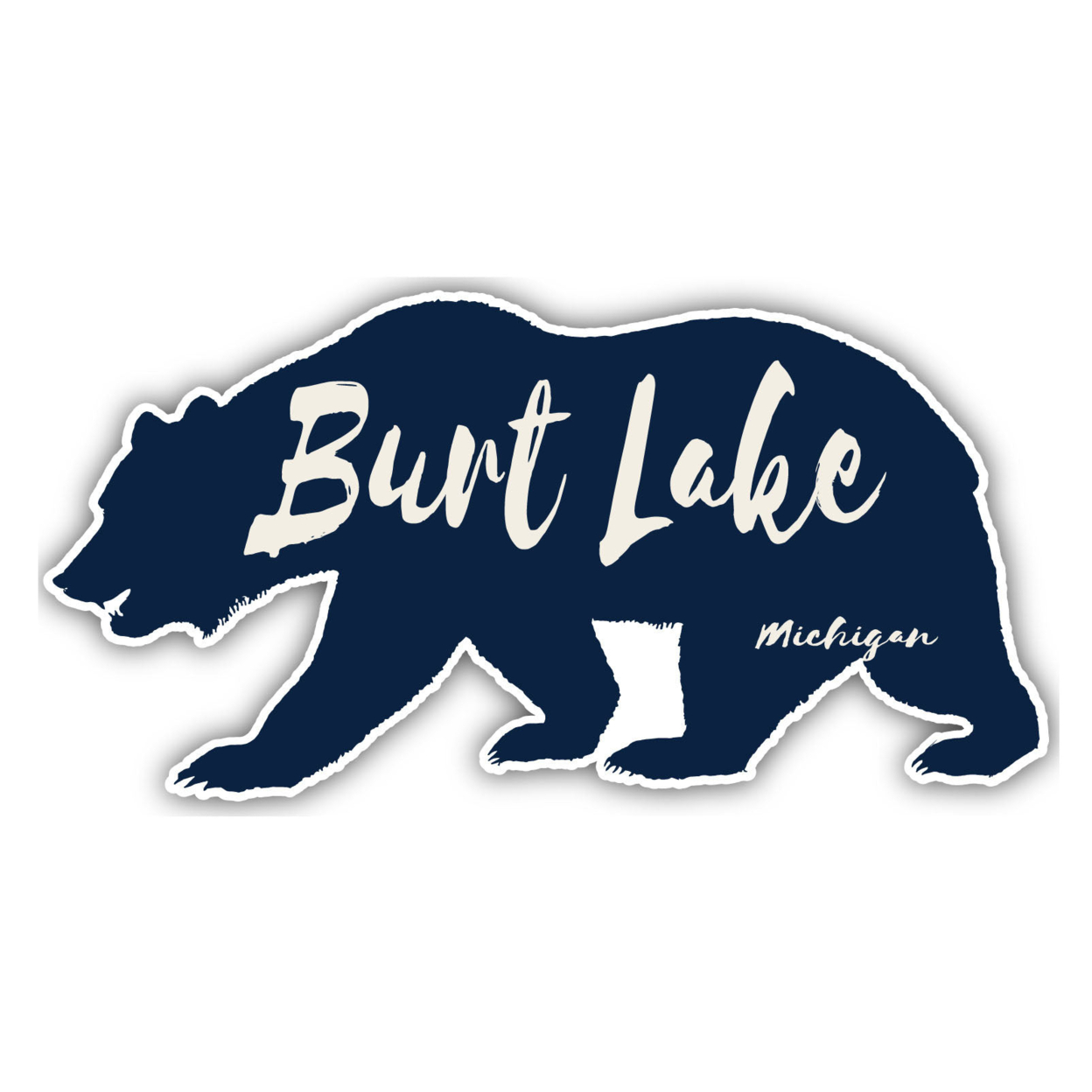 Burt Lake Michigan Souvenir Decorative Stickers (Choose Theme And Size) - 4-Pack, 12-Inch, Bear