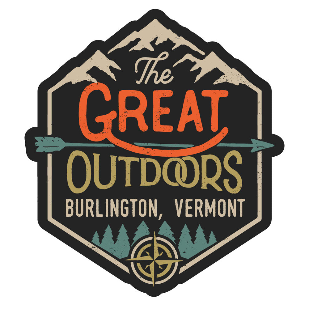 Burlington Vermont Souvenir Decorative Stickers (Choose Theme And Size) - 4-Pack, 6-Inch, Great Outdoors
