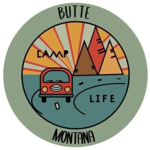 Butte Montana Souvenir Decorative Stickers (Choose Theme And Size) - 4-Pack, 10-Inch, Camp Life