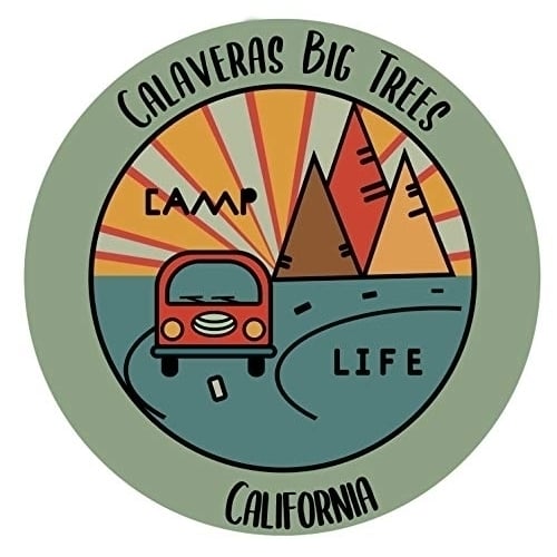 Calaveras Big Trees California Souvenir Decorative Stickers (Choose Theme And Size) - 4-Pack, 2-Inch, Tent