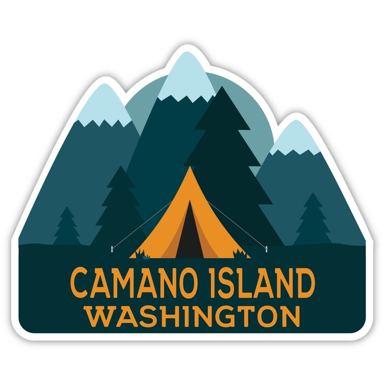 Camano Island Washington Souvenir Decorative Stickers (Choose Theme And Size) - 4-Pack, 6-Inch, Tent