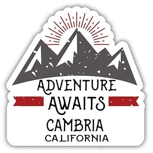 Cambria California Souvenir Decorative Stickers (Choose Theme And Size) - 4-Pack, 2-Inch, Adventures Awaits