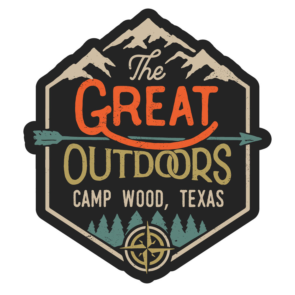 Camp Wood Texas Souvenir Decorative Stickers (Choose Theme And Size) - 4-Pack, 10-Inch, Great Outdoors