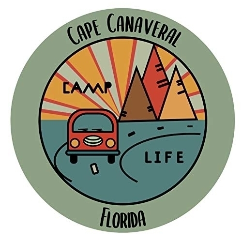Cape Canaveral Florida Souvenir Decorative Stickers (Choose Theme And Size) - 4-Pack, 4-Inch, Camp Life