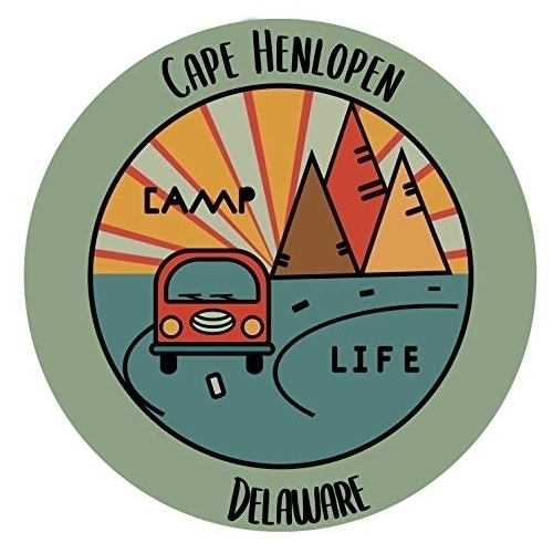 Cape Henlopen Delaware Souvenir Decorative Stickers (Choose Theme And Size) - Single Unit, 2-Inch, Camp Life