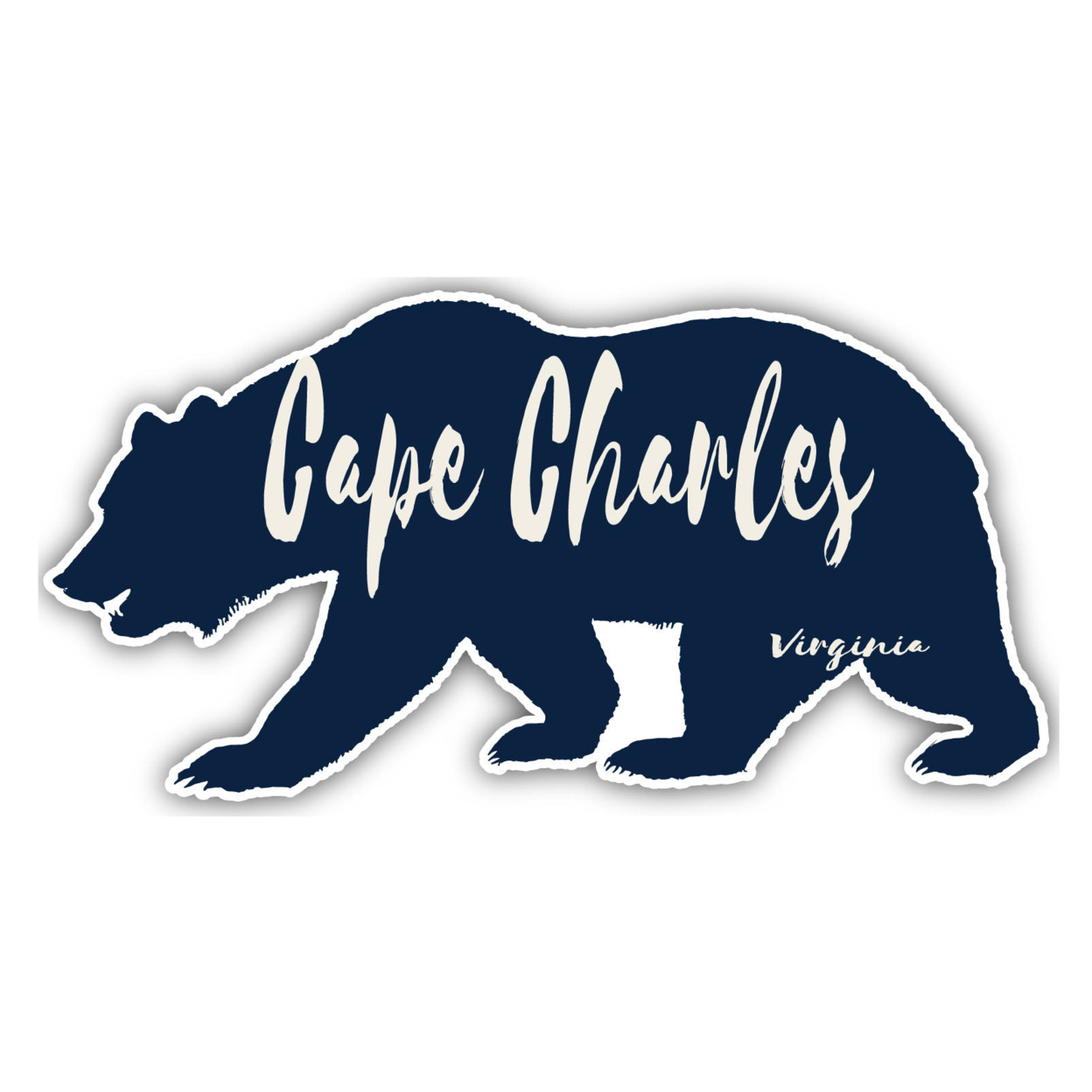 Cape Charles Virginia Souvenir Decorative Stickers (Choose Theme And Size) - 4-Pack, 6-Inch, Bear