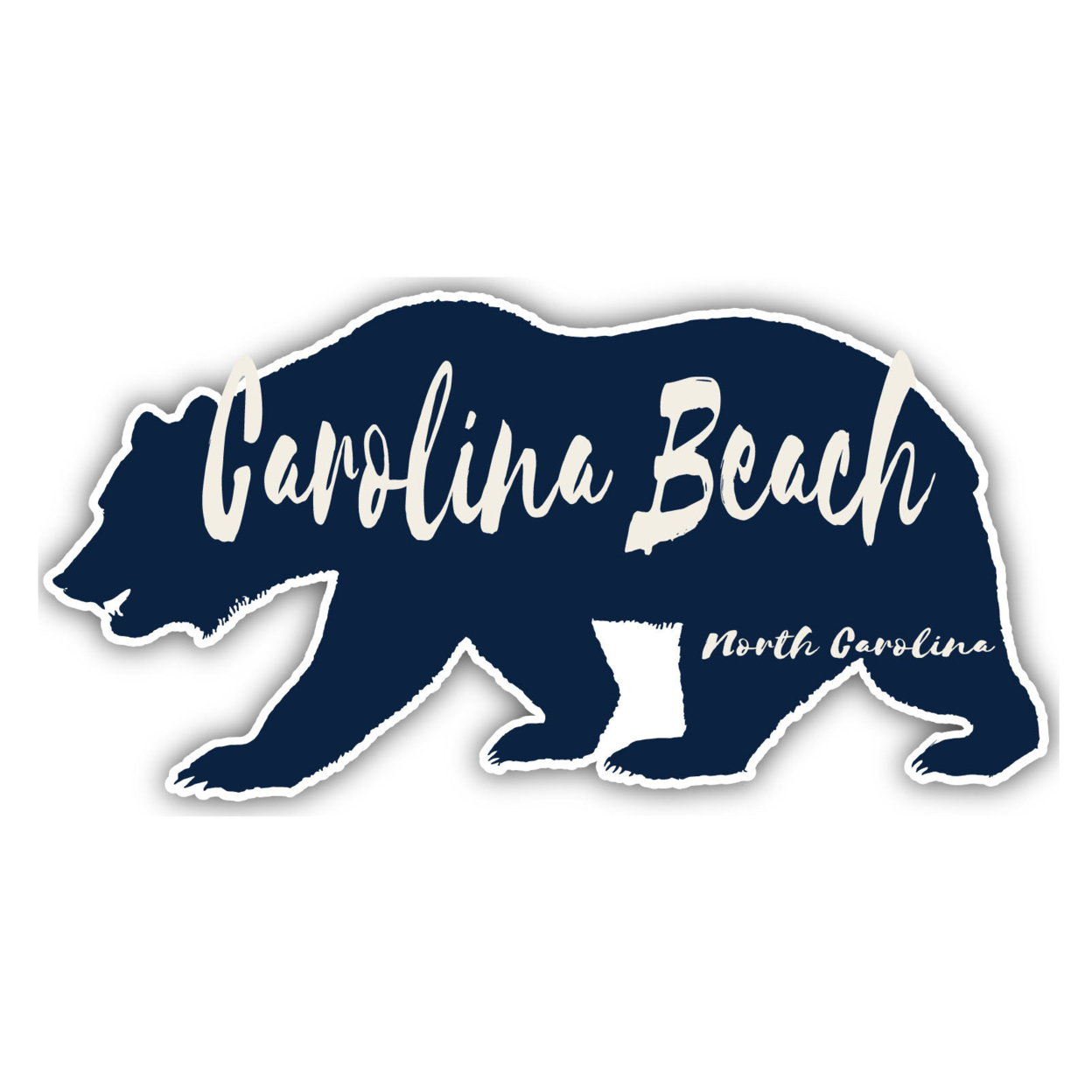 Carolina Beach North Carolina Souvenir Decorative Stickers (Choose Theme And Size) - Single Unit, 4-Inch, Bear