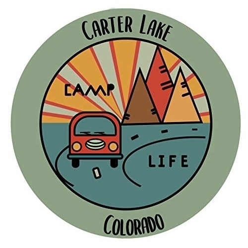 Carter Lake Colorado Souvenir Decorative Stickers (Choose Theme And Size) - 4-Pack, 4-Inch, Camp Life