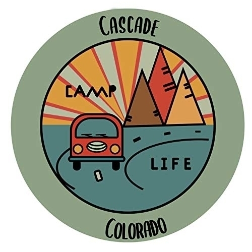 Cascade Colorado Souvenir Decorative Stickers (Choose Theme And Size) - 4-Pack, 2-Inch, Camp Life