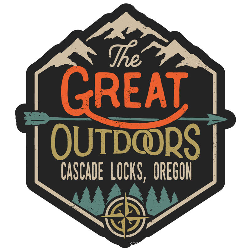 Cascade Locks Oregon Souvenir Decorative Stickers (Choose Theme And Size) - Single Unit, 4-Inch, Great Outdoors