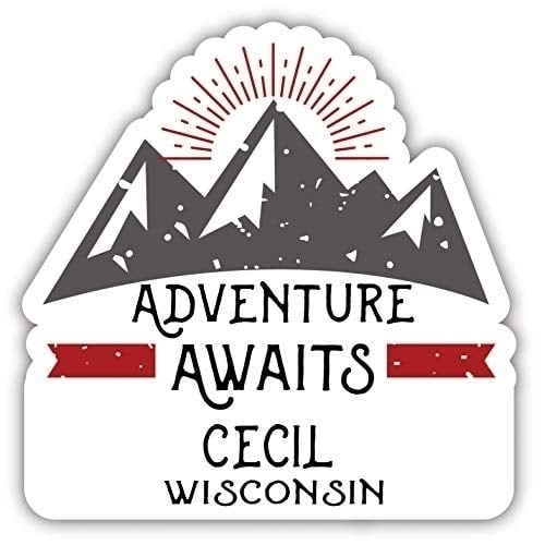 Cecil Wisconsin Souvenir Decorative Stickers (Choose Theme And Size) - Single Unit, 12-Inch, Adventures Awaits