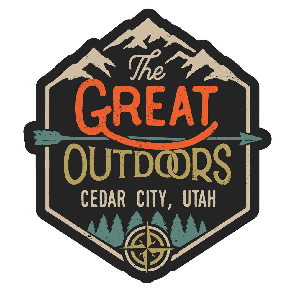 Cedar City Utah Souvenir Decorative Stickers (Choose Theme And Size) - 4-Pack, 12-Inch, Great Outdoors