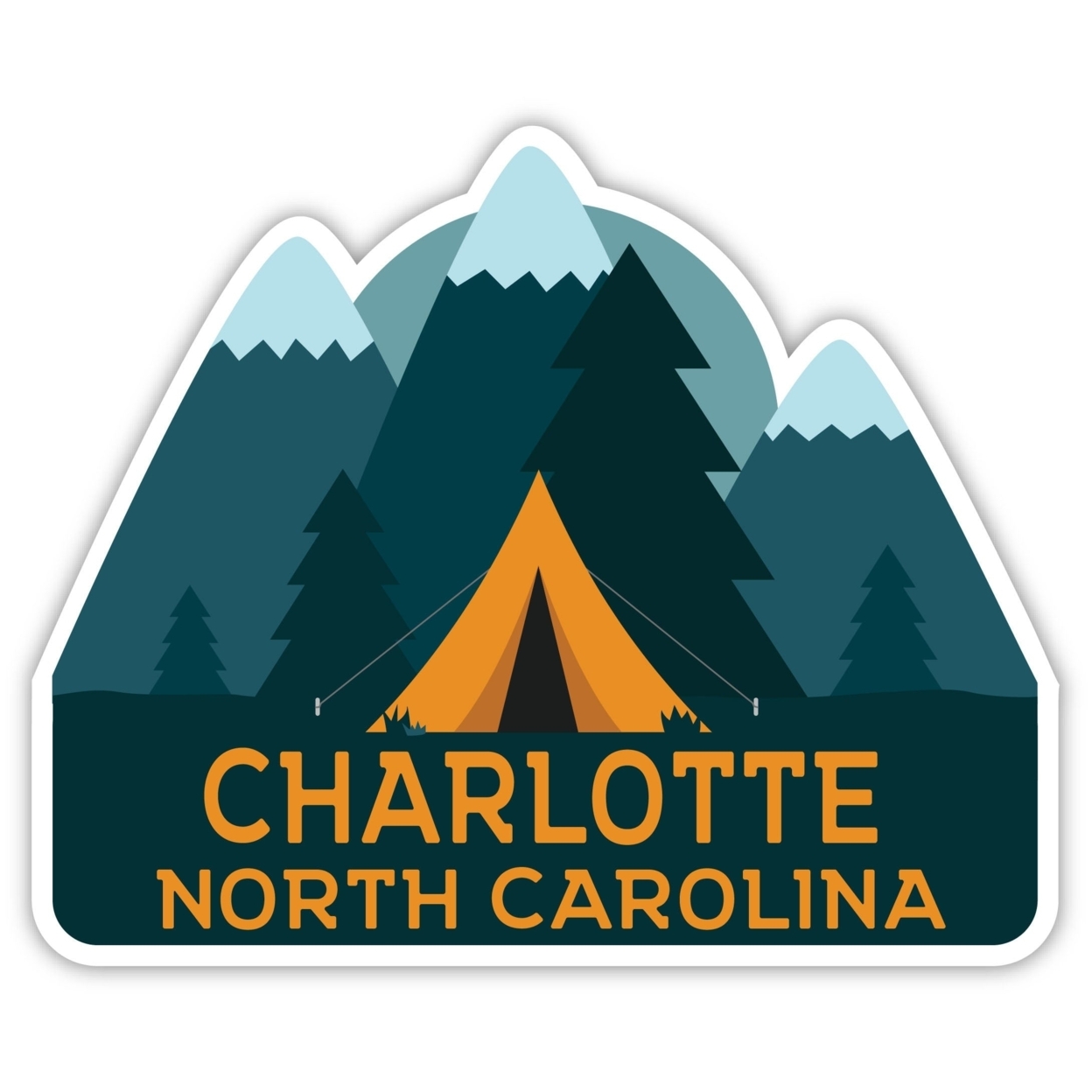Charlotte North Carolina Souvenir Decorative Stickers (Choose Theme And Size) - 4-Pack, 10-Inch, Tent