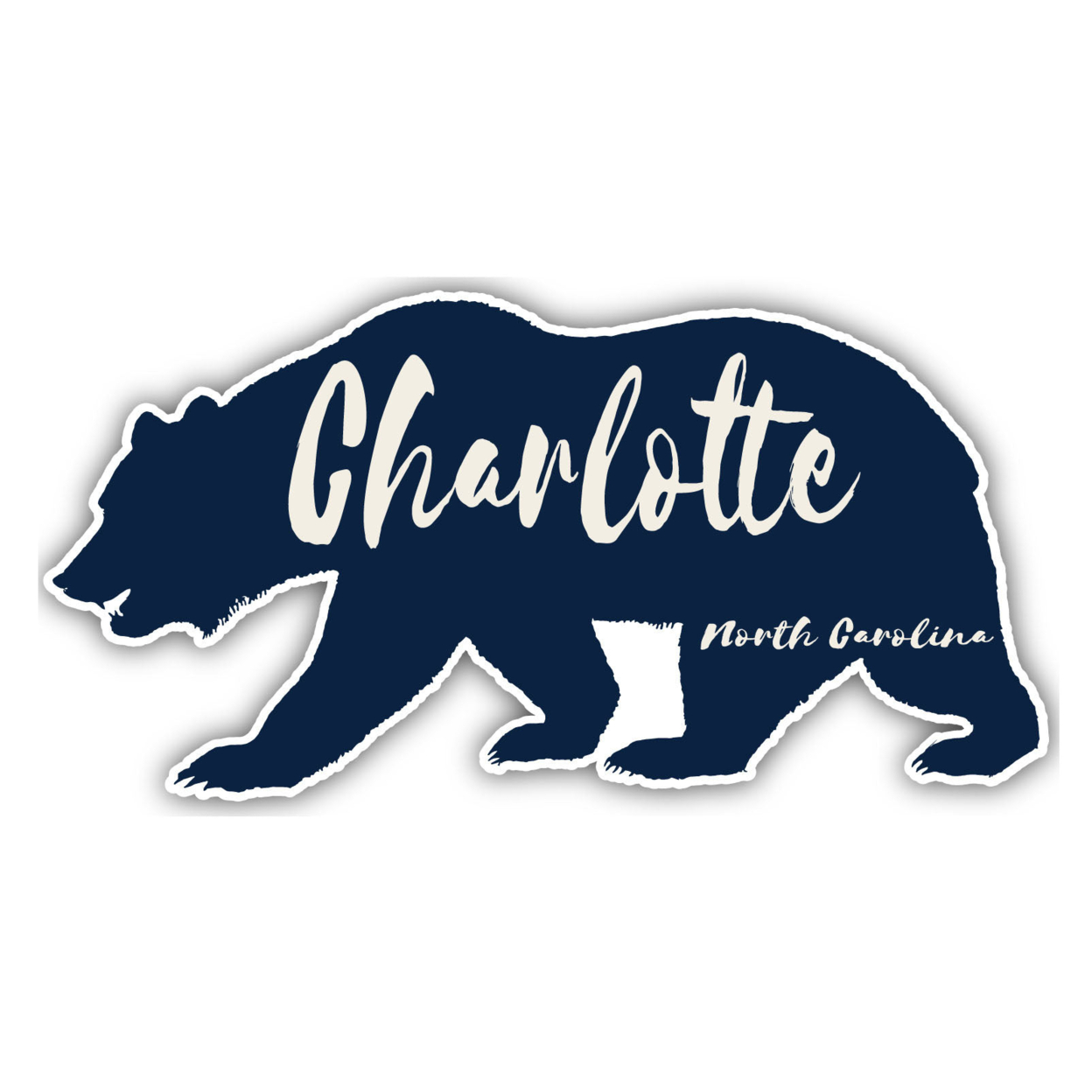 Charlotte North Carolina Souvenir Decorative Stickers (Choose Theme And Size) - Single Unit, 4-Inch, Bear