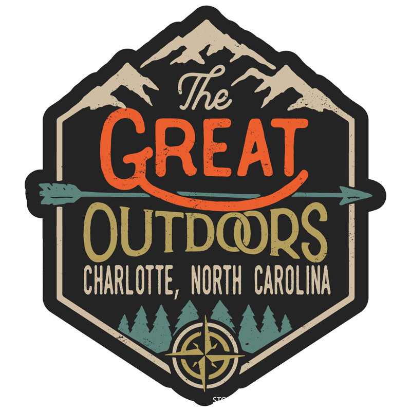 Charlotte North Carolina Souvenir Decorative Stickers (Choose Theme And Size) - Single Unit, 8-Inch, Great Outdoors