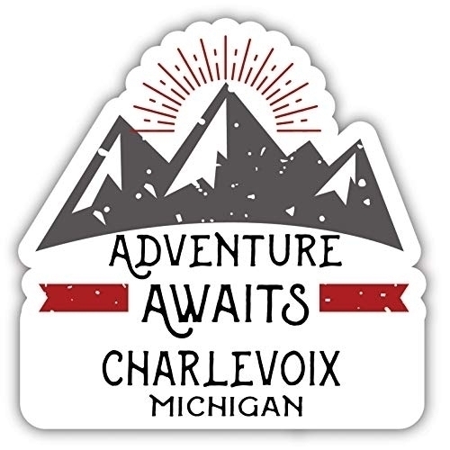 Charlevoix Michigan Souvenir Decorative Stickers (Choose Theme And Size) - 4-Pack, 12-Inch, Adventures Awaits