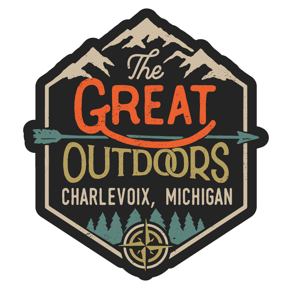 Charlevoix Michigan Souvenir Decorative Stickers (Choose Theme And Size) - Single Unit, 8-Inch, Great Outdoors