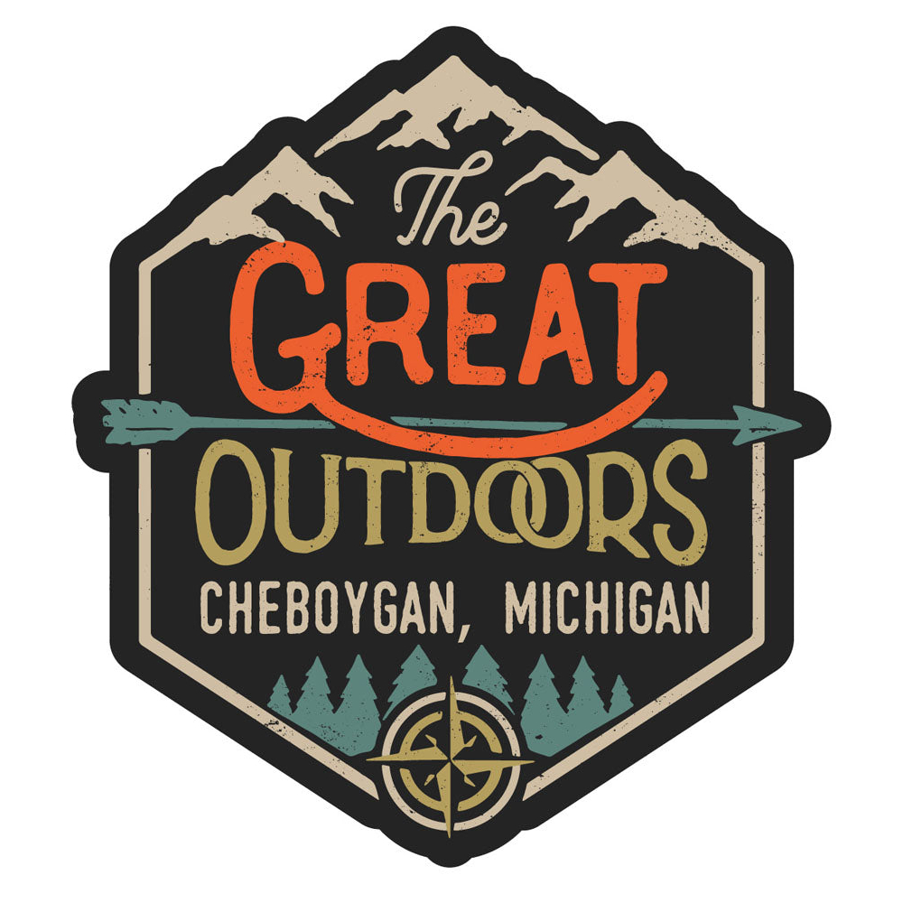 Cheboygan Michigan Souvenir Decorative Stickers (Choose Theme And Size) - Single Unit, 8-Inch, Great Outdoors