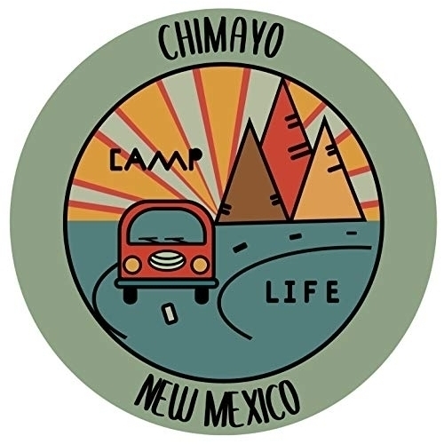 Chimayo New Mexico Souvenir Decorative Stickers (Choose Theme And Size) - 4-Pack, 10-Inch, Camp Life