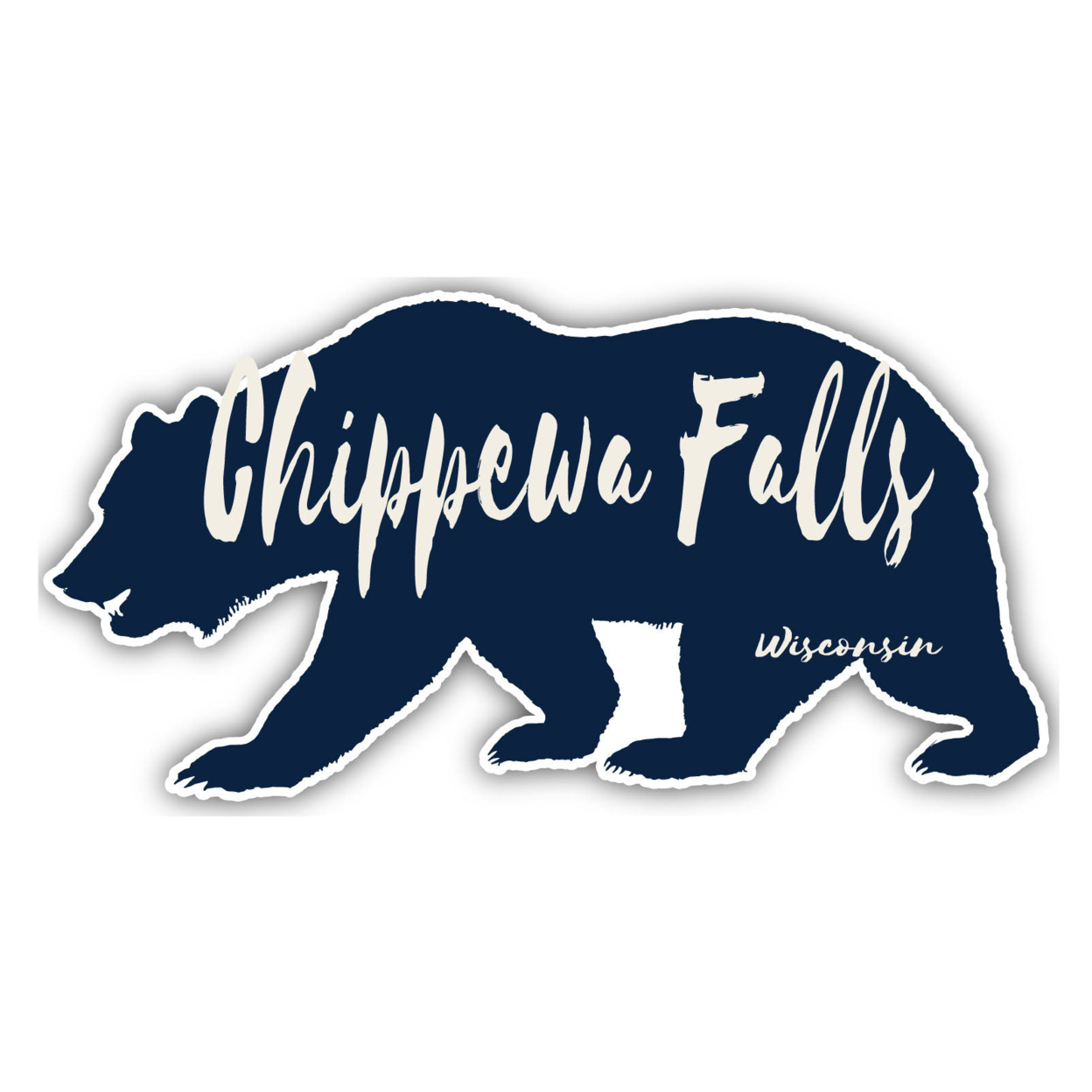 Chippewa Falls Wisconsin Souvenir Decorative Stickers (Choose Theme And Size) - Single Unit, 8-Inch, Bear