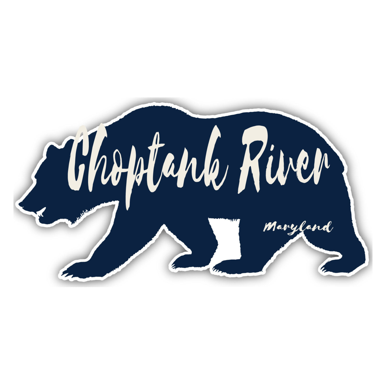 Choptank River Maryland Souvenir Decorative Stickers (Choose Theme And Size) - 4-Pack, 2-Inch, Bear