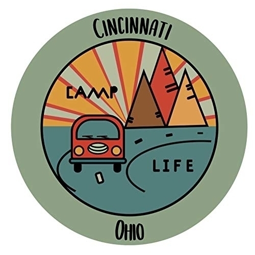 Cincinnati Ohio Souvenir Decorative Stickers (Choose Theme And Size) - Single Unit, 2-Inch, Camp Life