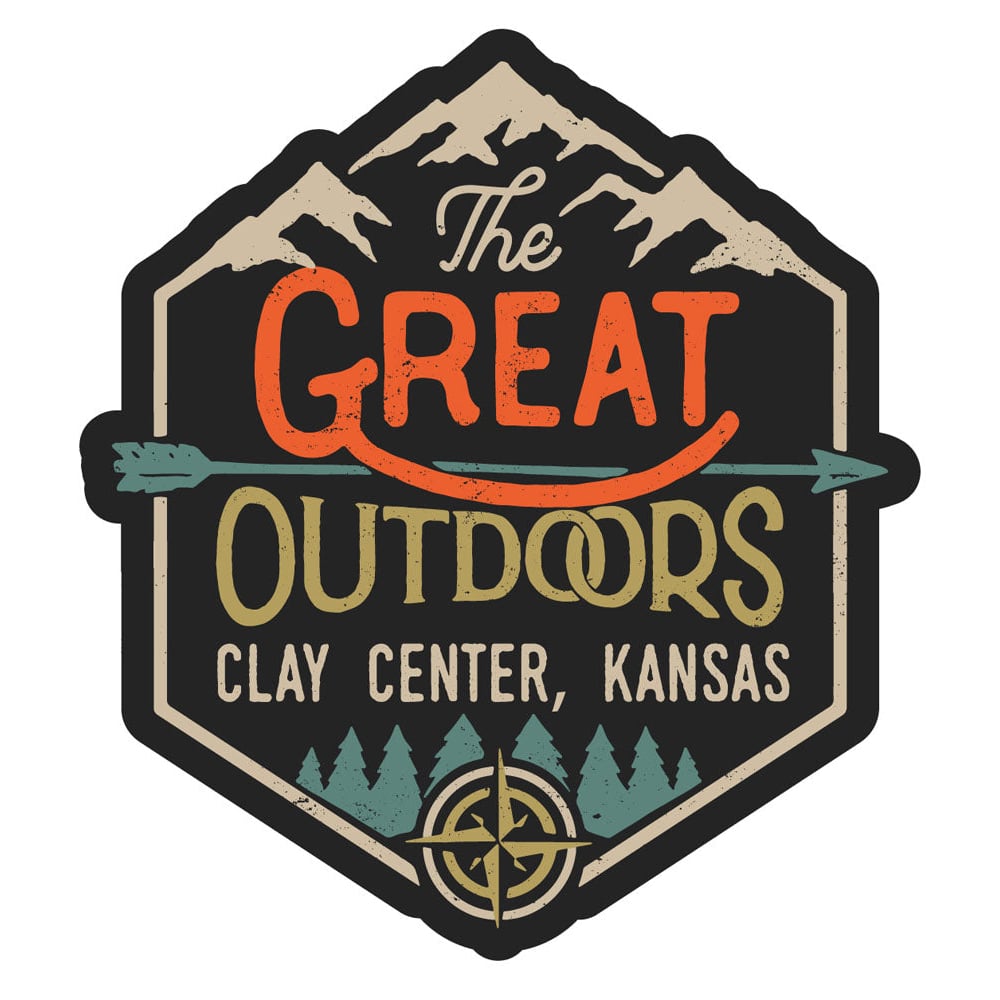 Clay Center Kansas Souvenir Decorative Stickers (Choose Theme And Size) - Single Unit, 4-Inch, Great Outdoors