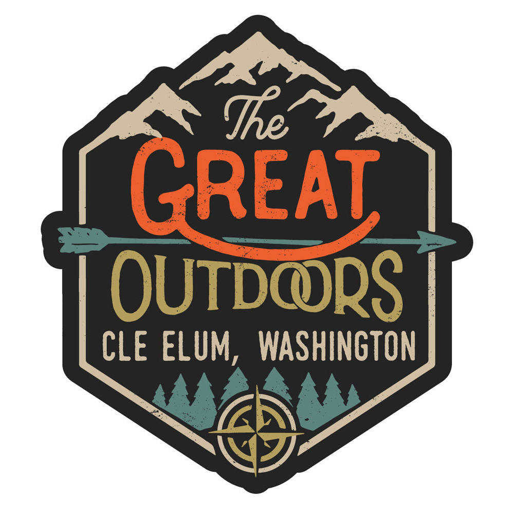 Cle Elum Washington Souvenir Decorative Stickers (Choose Theme And Size) - 4-Pack, 6-Inch, Great Outdoors