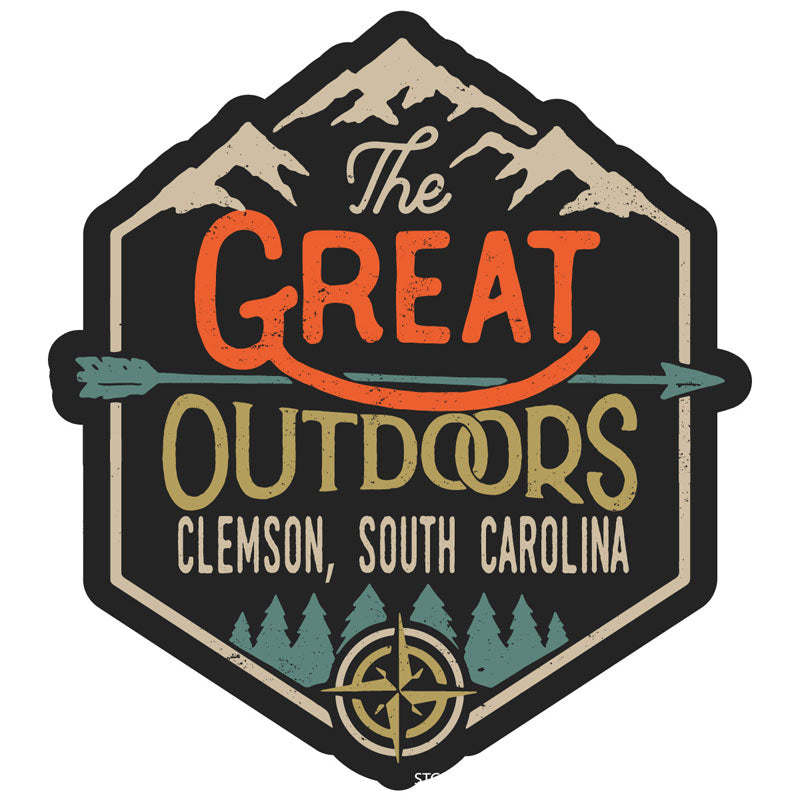 Clemson South Carolina Souvenir Decorative Stickers (Choose Theme And Size) - Single Unit, 4-Inch, Great Outdoors