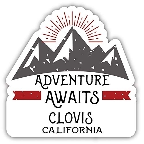 Clovis California Souvenir Decorative Stickers (Choose Theme And Size) - 4-Pack, 4-Inch, Adventures Awaits